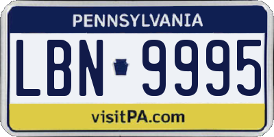 PA license plate LBN9995