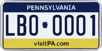 PA license plate LBO0001