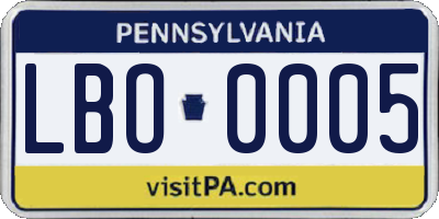 PA license plate LBO0005