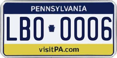 PA license plate LBO0006