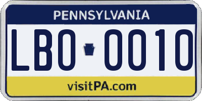 PA license plate LBO0010