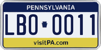 PA license plate LBO0011
