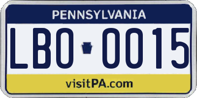 PA license plate LBO0015