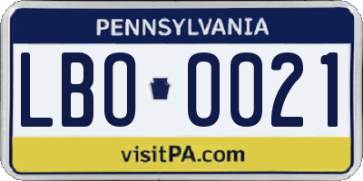 PA license plate LBO0021