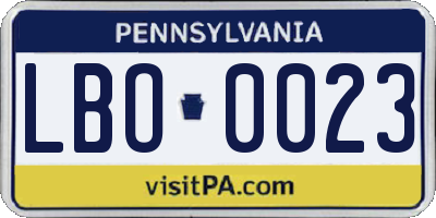 PA license plate LBO0023