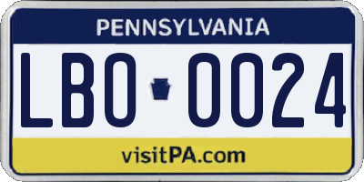 PA license plate LBO0024
