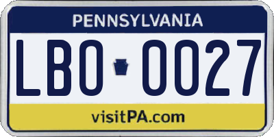 PA license plate LBO0027