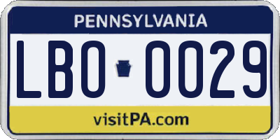 PA license plate LBO0029