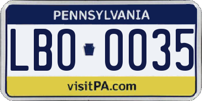 PA license plate LBO0035