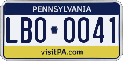 PA license plate LBO0041