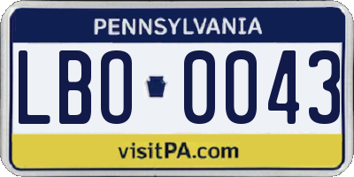 PA license plate LBO0043