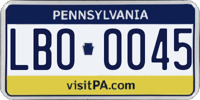 PA license plate LBO0045