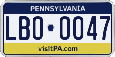 PA license plate LBO0047