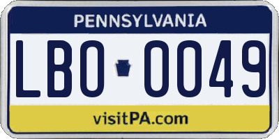 PA license plate LBO0049