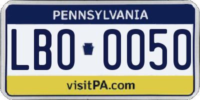 PA license plate LBO0050