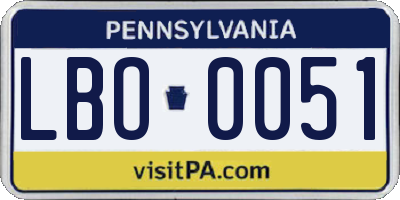 PA license plate LBO0051
