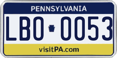 PA license plate LBO0053