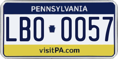 PA license plate LBO0057