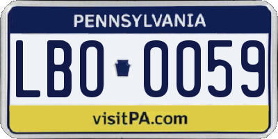 PA license plate LBO0059