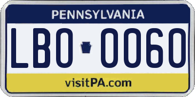 PA license plate LBO0060
