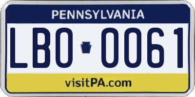 PA license plate LBO0061