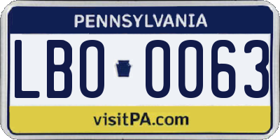 PA license plate LBO0063