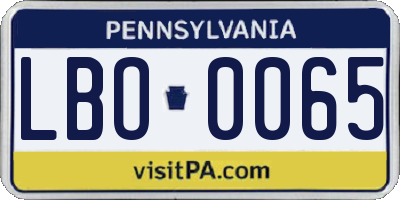 PA license plate LBO0065