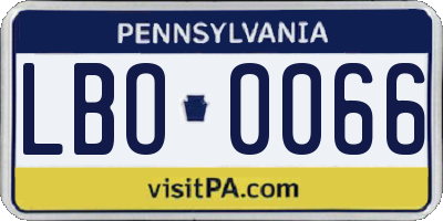 PA license plate LBO0066