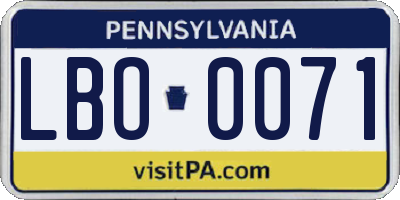 PA license plate LBO0071