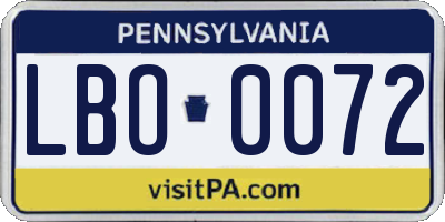 PA license plate LBO0072