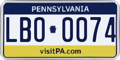 PA license plate LBO0074