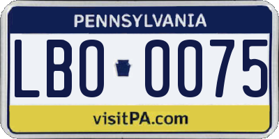 PA license plate LBO0075