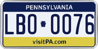 PA license plate LBO0076