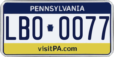 PA license plate LBO0077