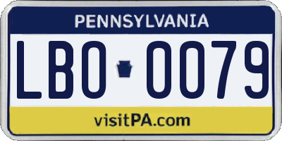 PA license plate LBO0079