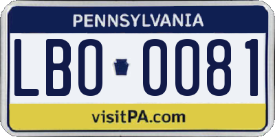 PA license plate LBO0081