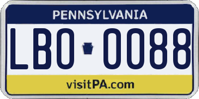 PA license plate LBO0088