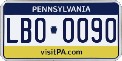 PA license plate LBO0090