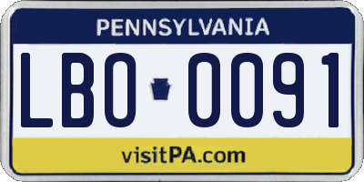 PA license plate LBO0091