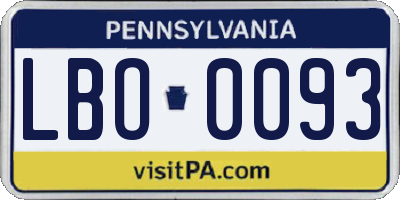 PA license plate LBO0093