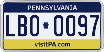 PA license plate LBO0097
