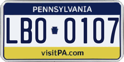 PA license plate LBO0107