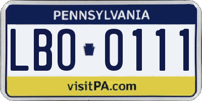 PA license plate LBO0111