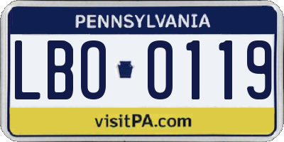 PA license plate LBO0119