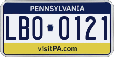 PA license plate LBO0121