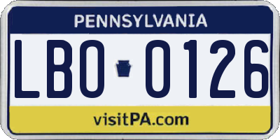 PA license plate LBO0126