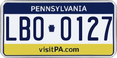 PA license plate LBO0127