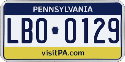 PA license plate LBO0129