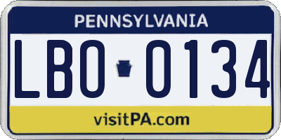 PA license plate LBO0134