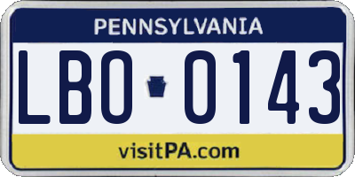 PA license plate LBO0143